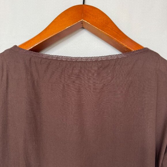 free-est La Bamba Cotton Double Espresso Drop Waist Ruffle Lace Hem Mini Dress - Picture 9 of 16